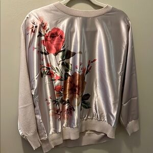 Floral Satin Bomber sweatshirt - Beige